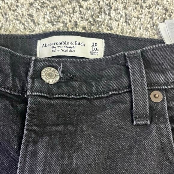 Abercrombie The 90’s Straight Ultra High-Rise Women’s 10R Saturated‎ Black - Picture 4 of 10
